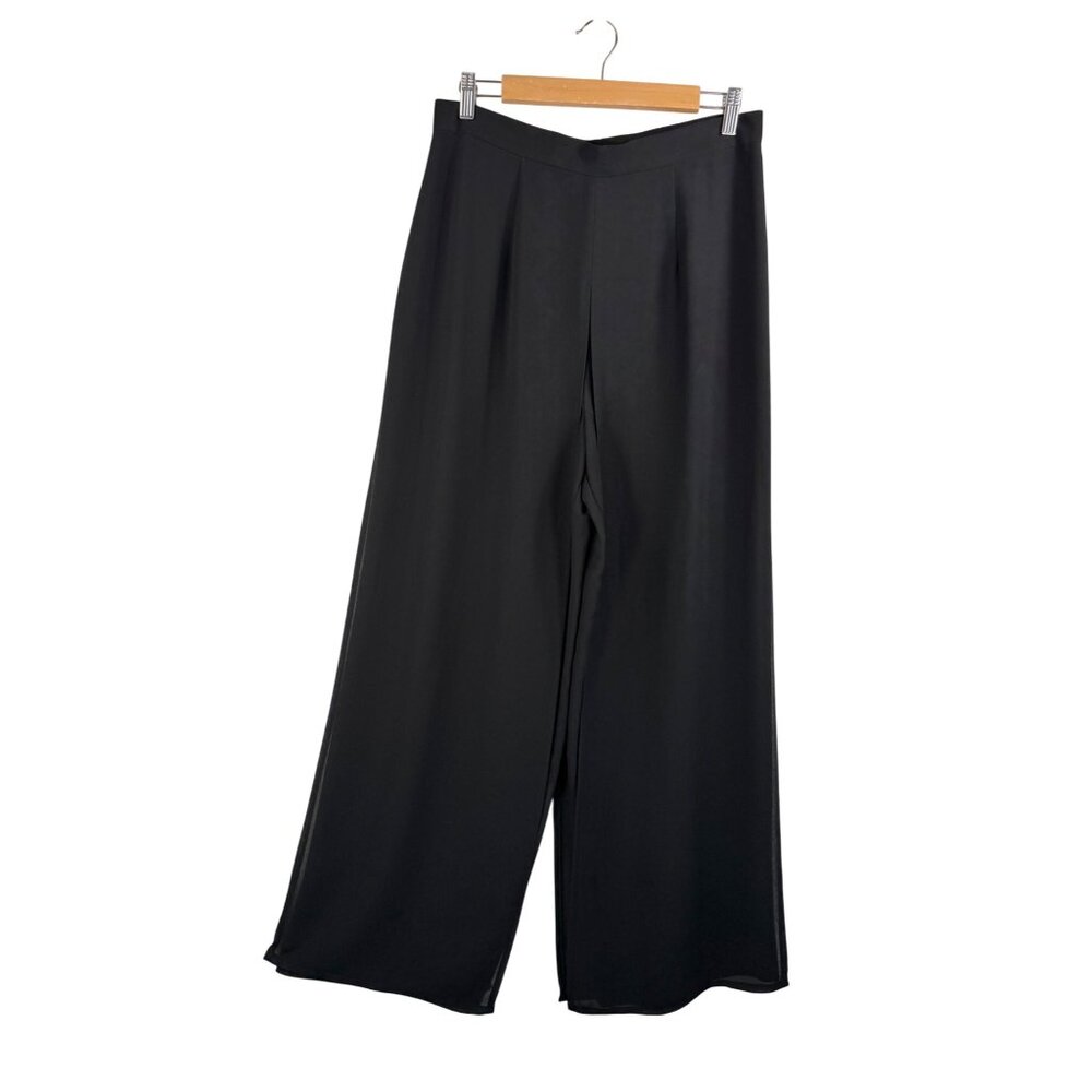 VTG Joseph Ribkoff high waist wide leg chiffon Overlay‎ pants black 90s sz 14